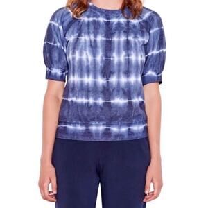 Sundry Tie Dye Puff Sleeve Raglan Sweatshirt In Navy‎ White Size 2 Causal Spring